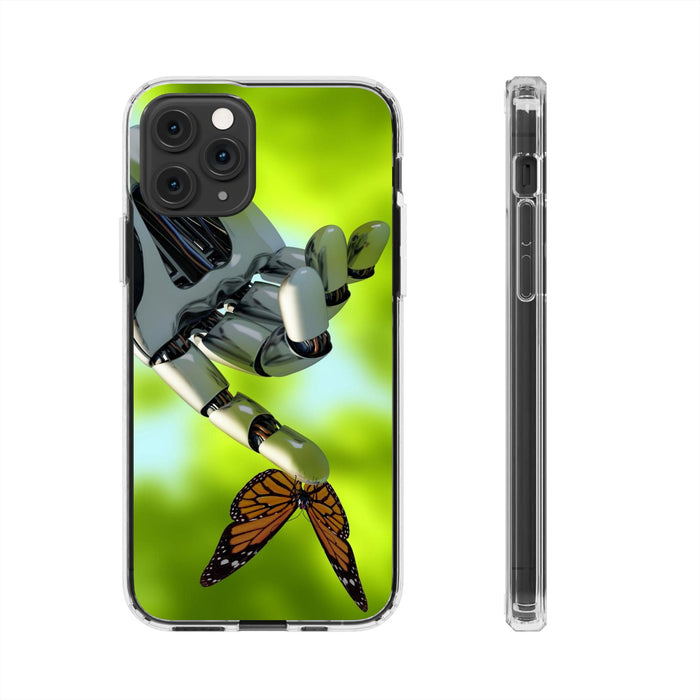 Clear Phone Cases with Robotic hand and Butterfly theme