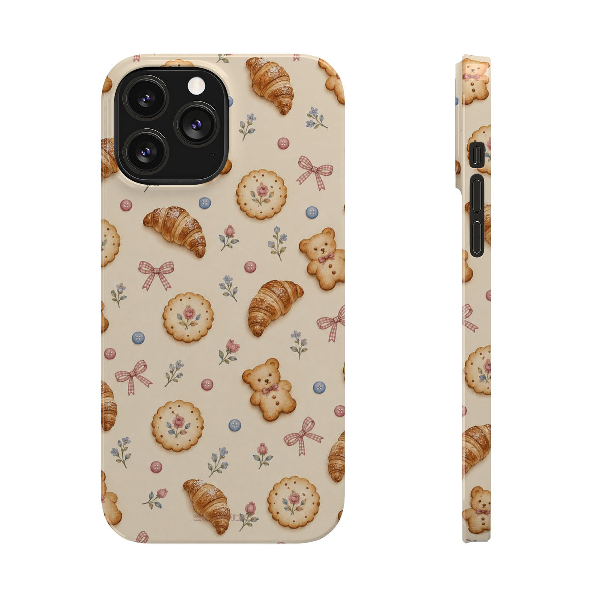 Slanke iPhone-hoes — knus bak- en teddybeerpatroon (recept, hert, knopen)