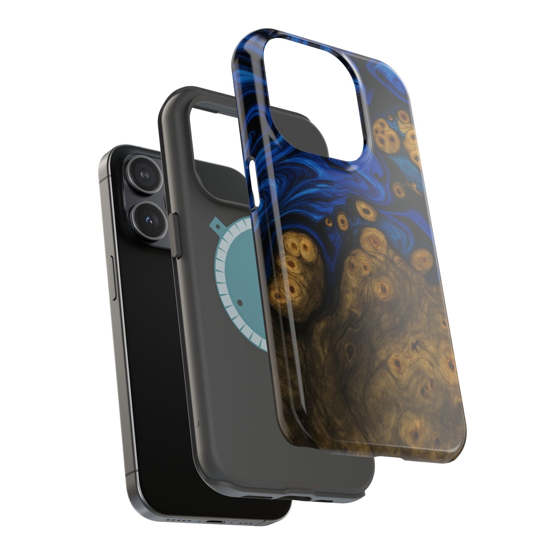 Blue Swirl & Burl Wood Impact iPhone Case | MagSafe compatible  Shamo's