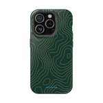Topographic Green Magnetic Impact-Resistant iPhone Case | MagSafe compatible  Shamo's iPhone 15 Pro / Glossy