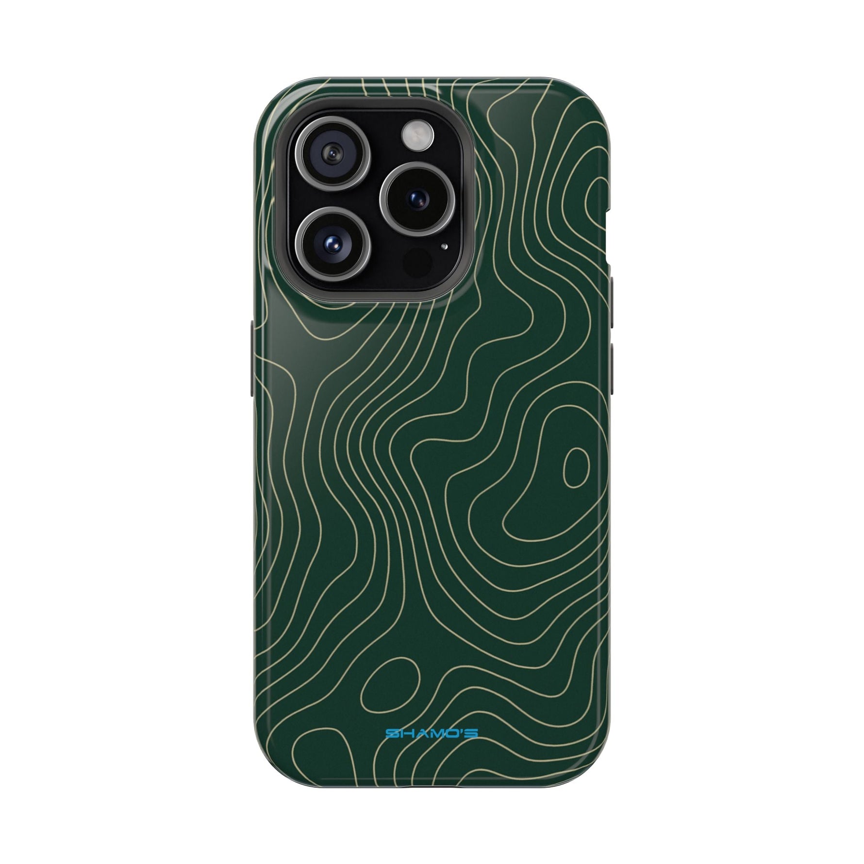 Topographic Green Magnetic Impact-Resistant iPhone Case | MagSafe compatible  Shamo's iPhone 15 Pro / Glossy