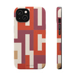 Retro Geometric Magnetic MagSafe Compatible Impact Phone Case — Bold Red & Terracotta Pattern