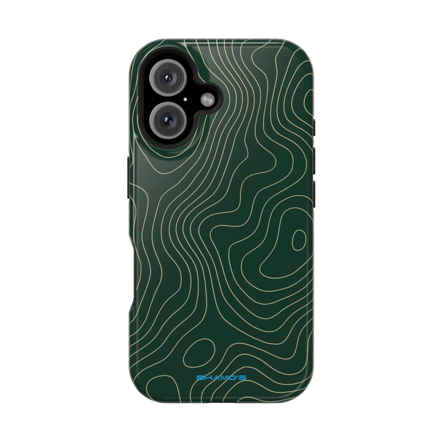 Topographic Green Magnetic Impact-Resistant iPhone Case | MagSafe compatible  Shamo's iPhone 16 / Glossy