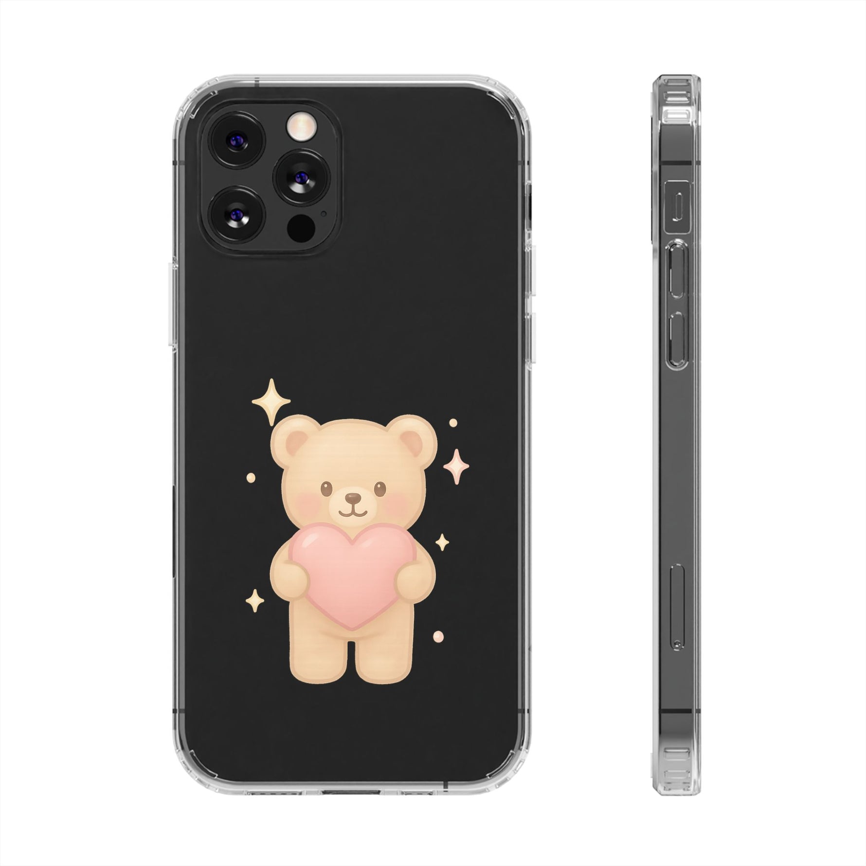 Romantic Teddy Bear Impact-Resistant iPhone Case with Heart Design - Shamo's