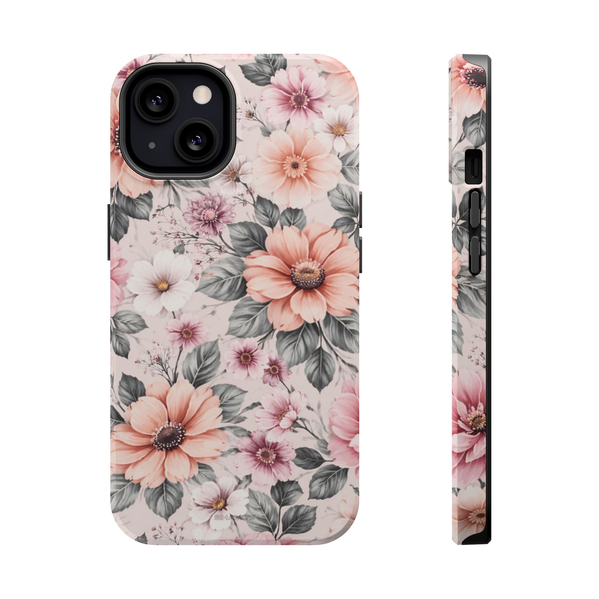 Floral Impact-Resistant Magnetic Phone Case - iPhone 13 / Glossy - Shamo's