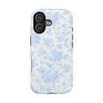 Preppy Look Blue Floral Impact-Resistant Phone Case and MagSafe Compatible