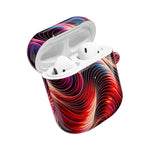 AirPods Case,  Red & Pink Abstract Wave Pattern Protective Cover