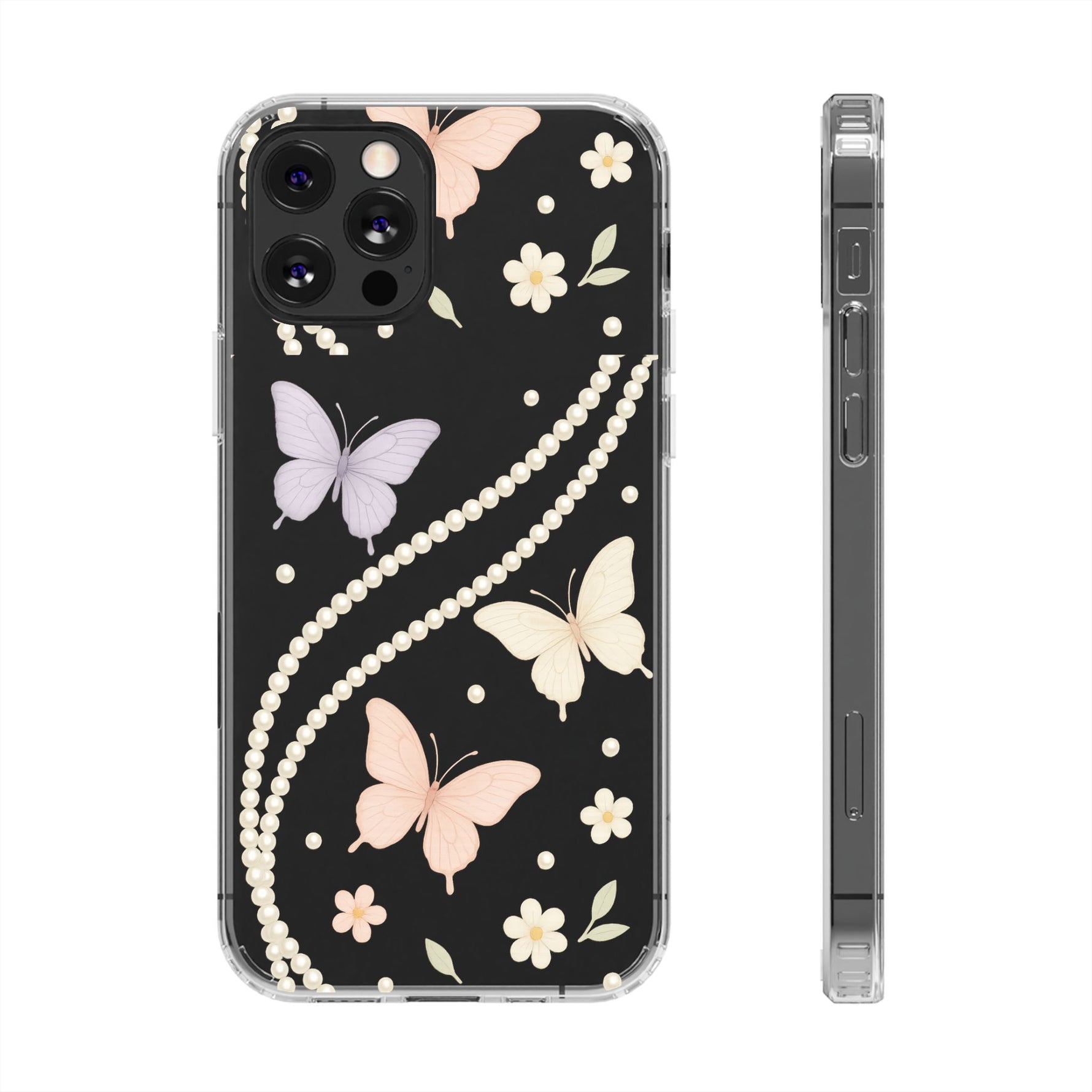 Butterfly Pearl Impact-Resistant Clear iPhone Case - Shamo's