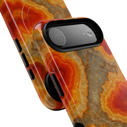 Agate Glow Marble iPhone Case Orange Geode Stone Design with MagSafe
