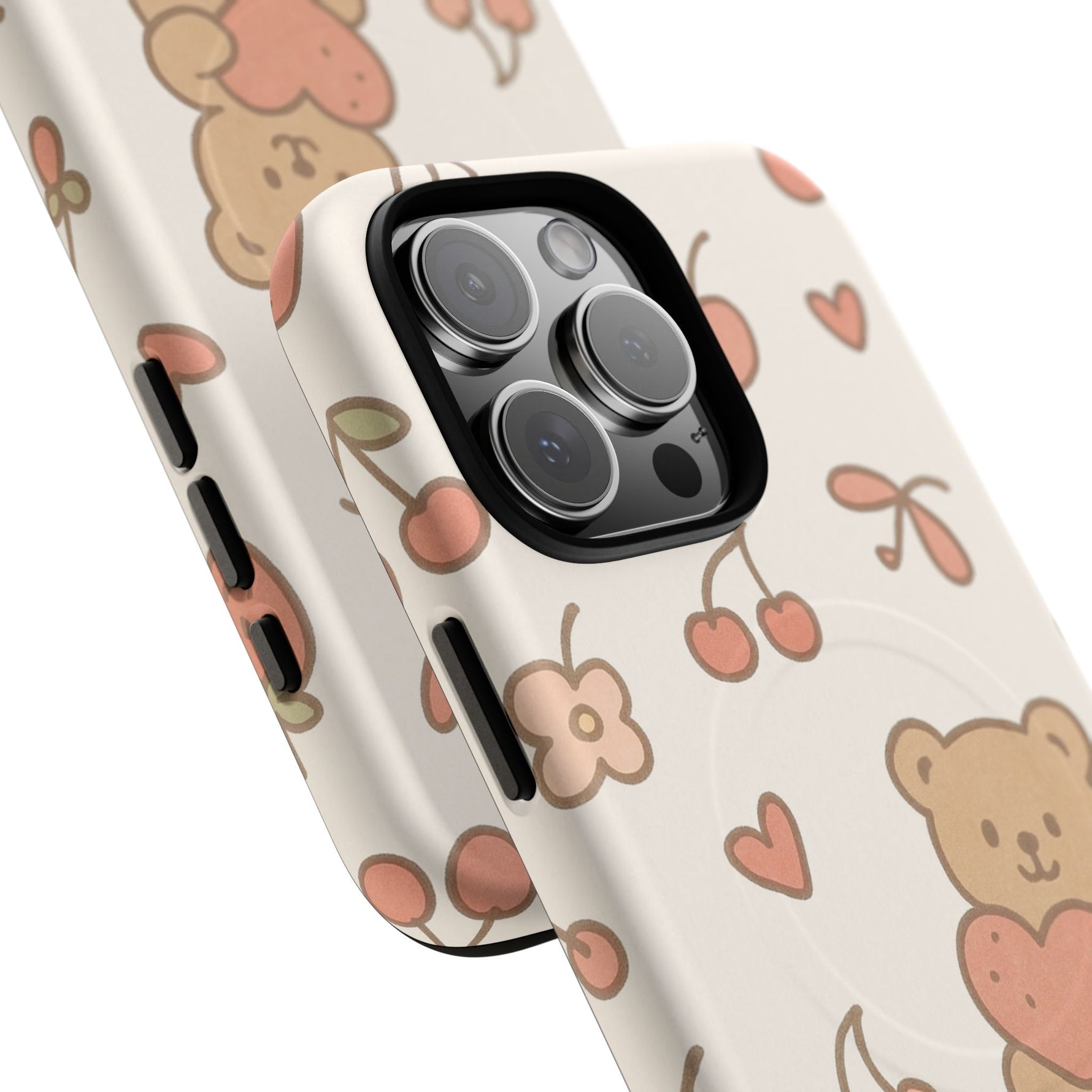 Teddy Berry Cozy Strawberry Pattern iPhone Case with MagSafe