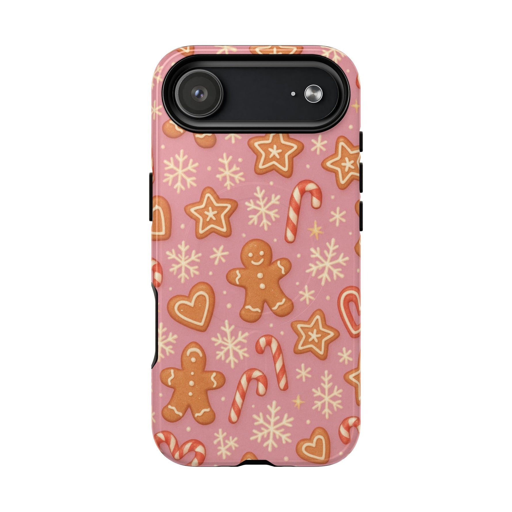 Pink Gingerbread Holiday iPhone Case with MagSafe compatibility - Shamo's