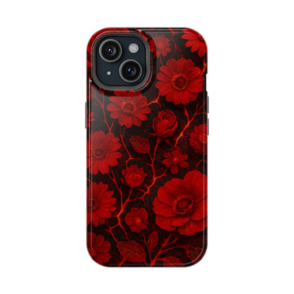Melted Lava Dark Red Floral iPhone Case — MagSafe Compatible  Shamo's iPhone 15 / Glossy