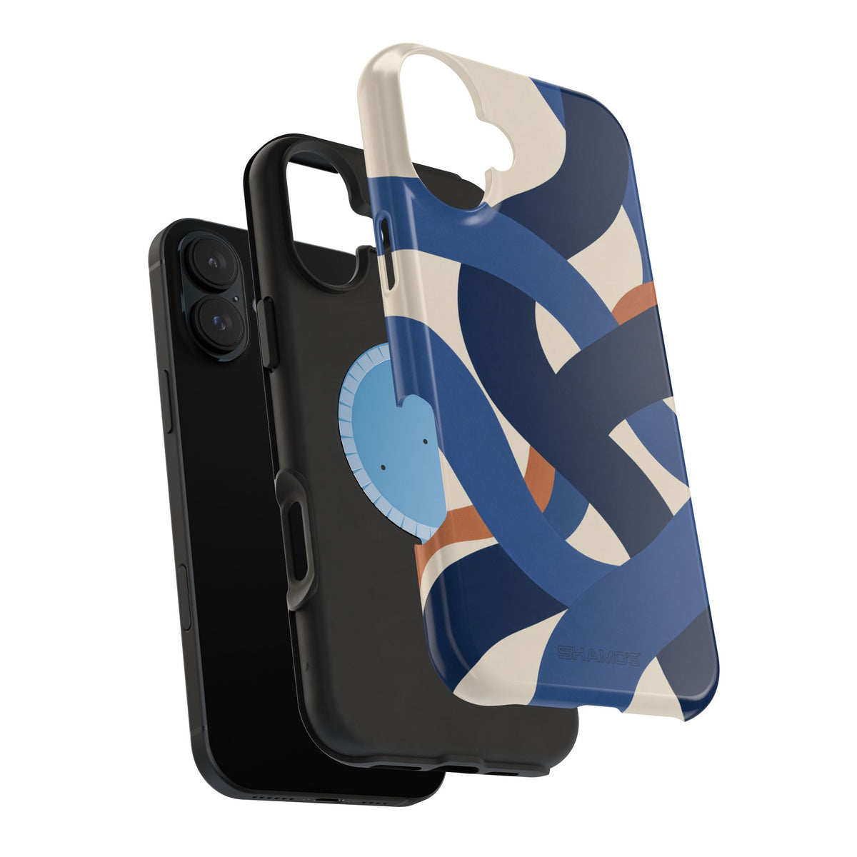 Indigo Loom MagSafe Phone Case – Blue & Ivory Abstract Woven Pattern
