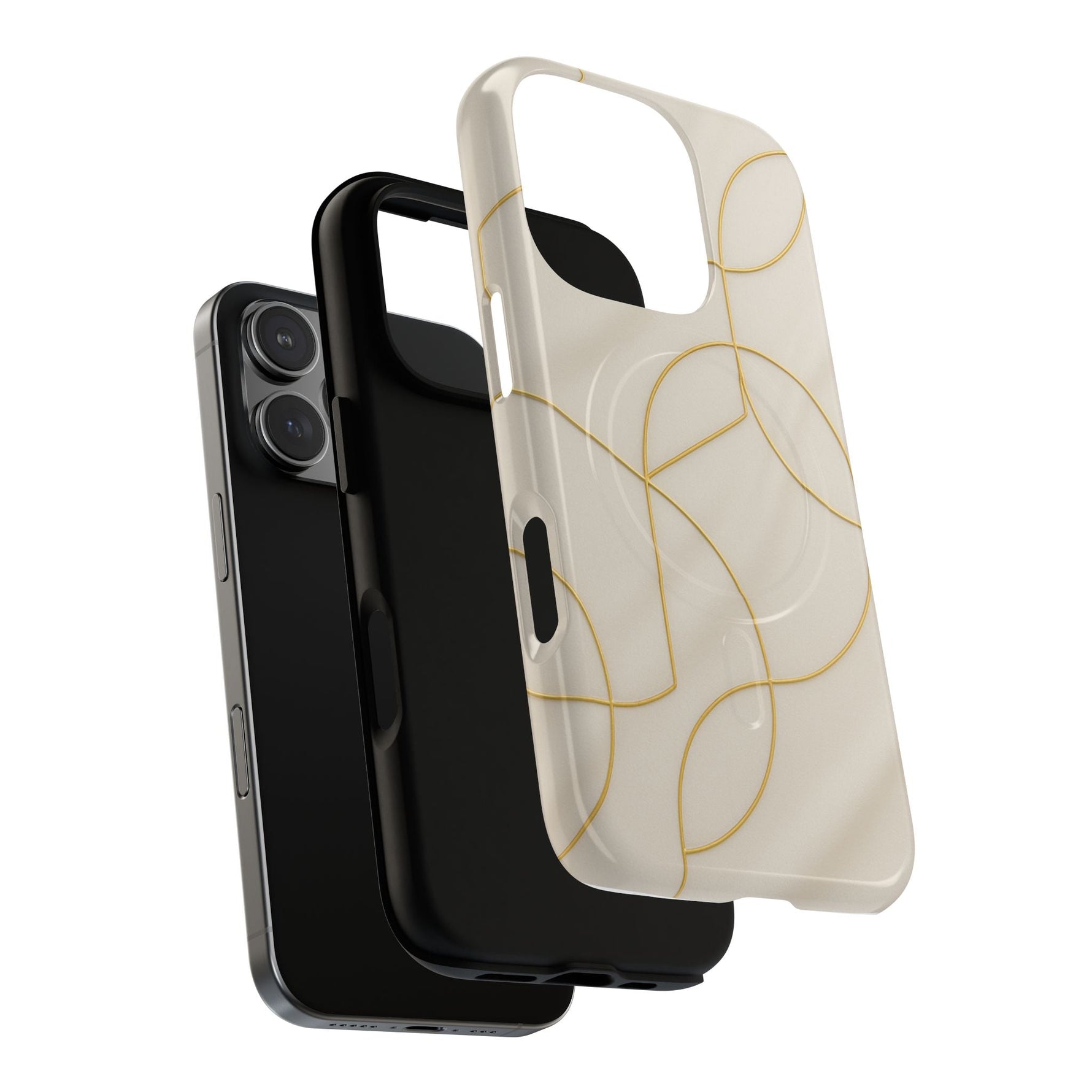 Gold Geometry on Silk Luxury Series iPhone Case with MagSafe  Shamo's
