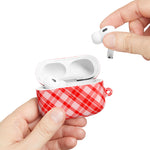 Red Plaid AirPod Case – Festive Check Pattern Protective Cover