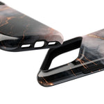 Marbled Black & Rose Gold Magnetic MagSafe Compatible Phone Case — Impact-Resistant