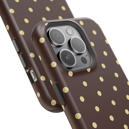 Polka Dot iPhone Case — Brown & Cream Protective Cover with MagSafe compatibility