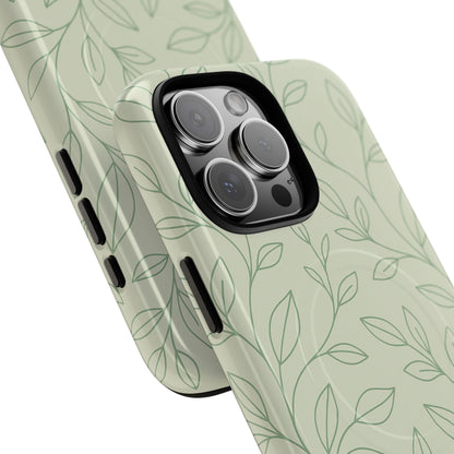 Sage Botanical Leaves Floral iPhone Case | MagSafe