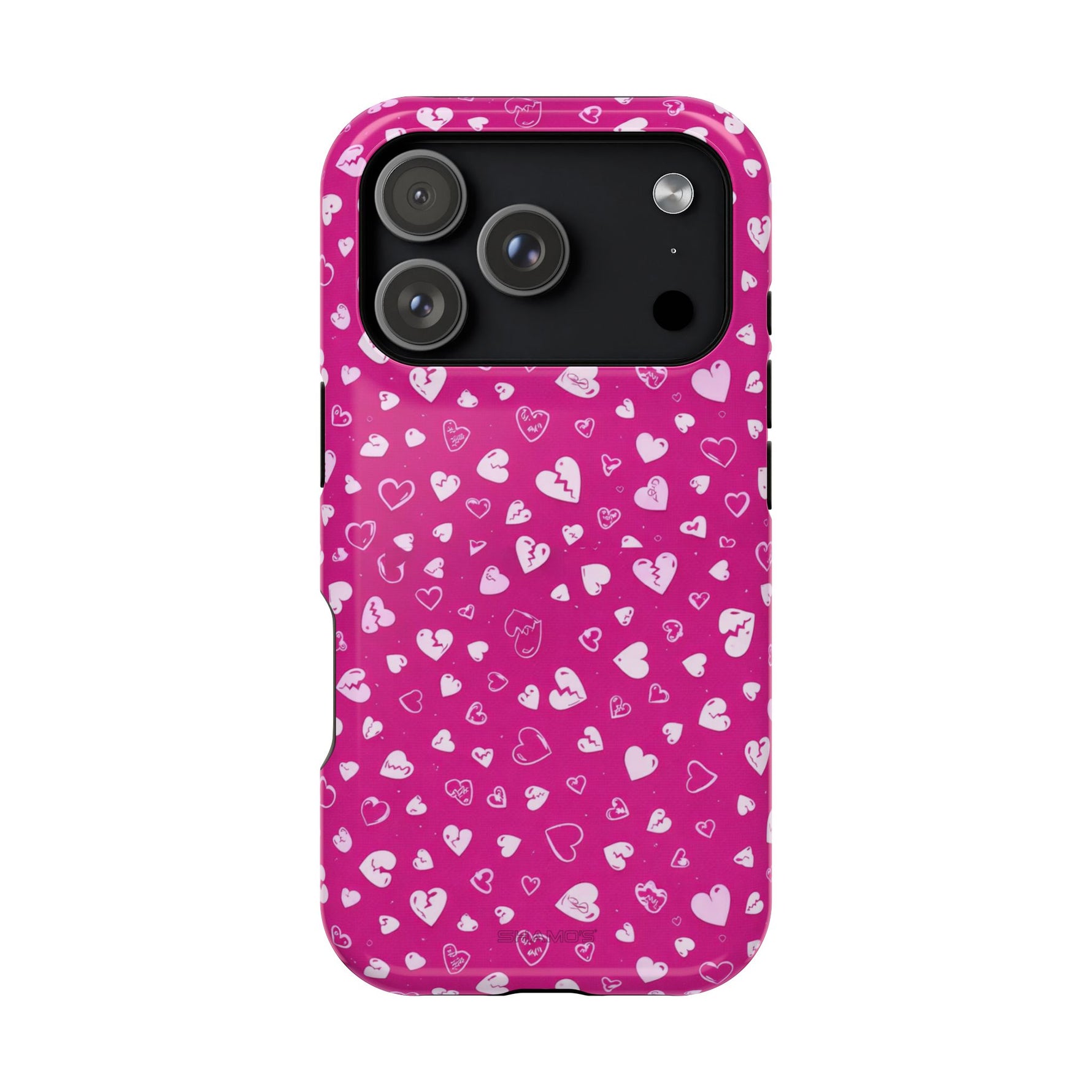 Broken Heart Hot Pink Impact-Resistant iPhone Case | MagSafe - iPhone 17 Pro / Glossy - Shamo's