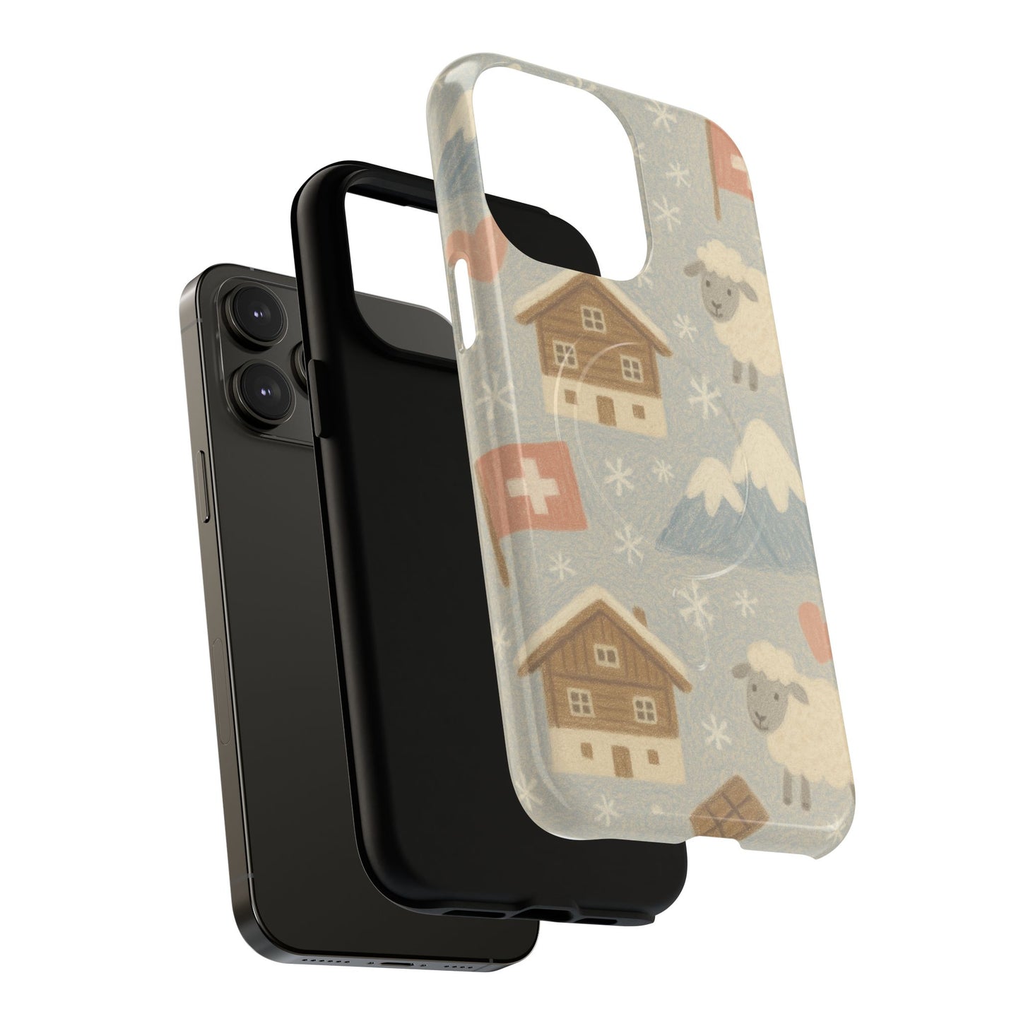 Swiss Chalet Sheep Pattern Tough MagSafe iPhone Case