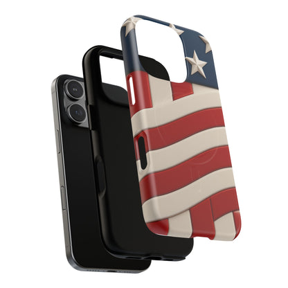 Patriotic iPhone Cases - MagSafe Tough American Flag Design