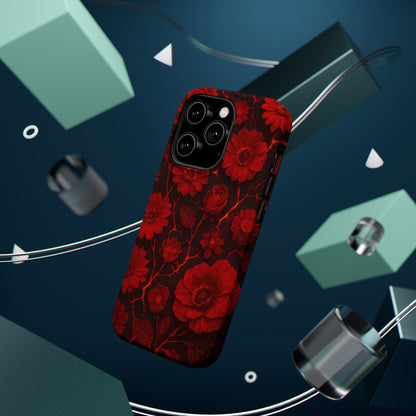 Melted Lava Dark Red Floral iPhone Case — MagSafe Compatible  Shamo's