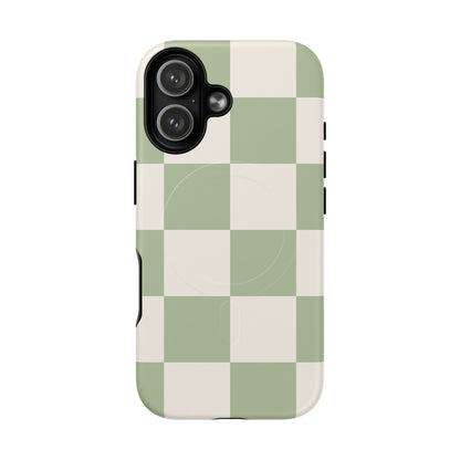 Sage Checkerboard Tough iPhone Case - Compatible with MagSafe