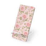 Floral Rose Phone Stand, Pink Vintage Rose Mobile Display Stand - 2.8" x 5.9" / Glossy - Shamo's