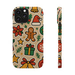 Holiday Pattern Slim iPhone Case — Gingerbread, Santa Hat & Gifts Holiday Design  Shamo's iPhone 13 Pro Max