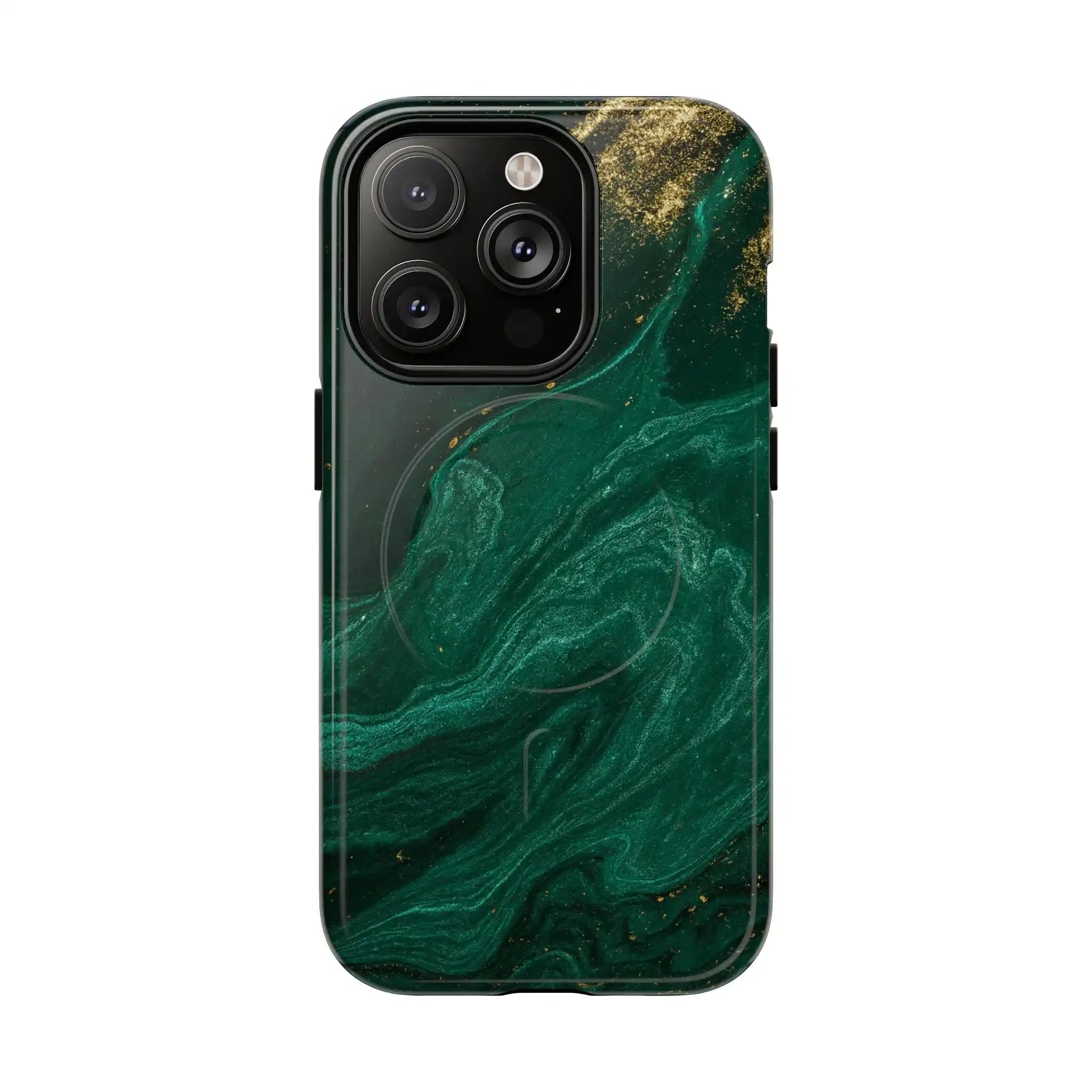 Emerald Marble with Gold Veins iPhone Case | with MagSafe  Shamo's iPhone 14 Pro / Glossy