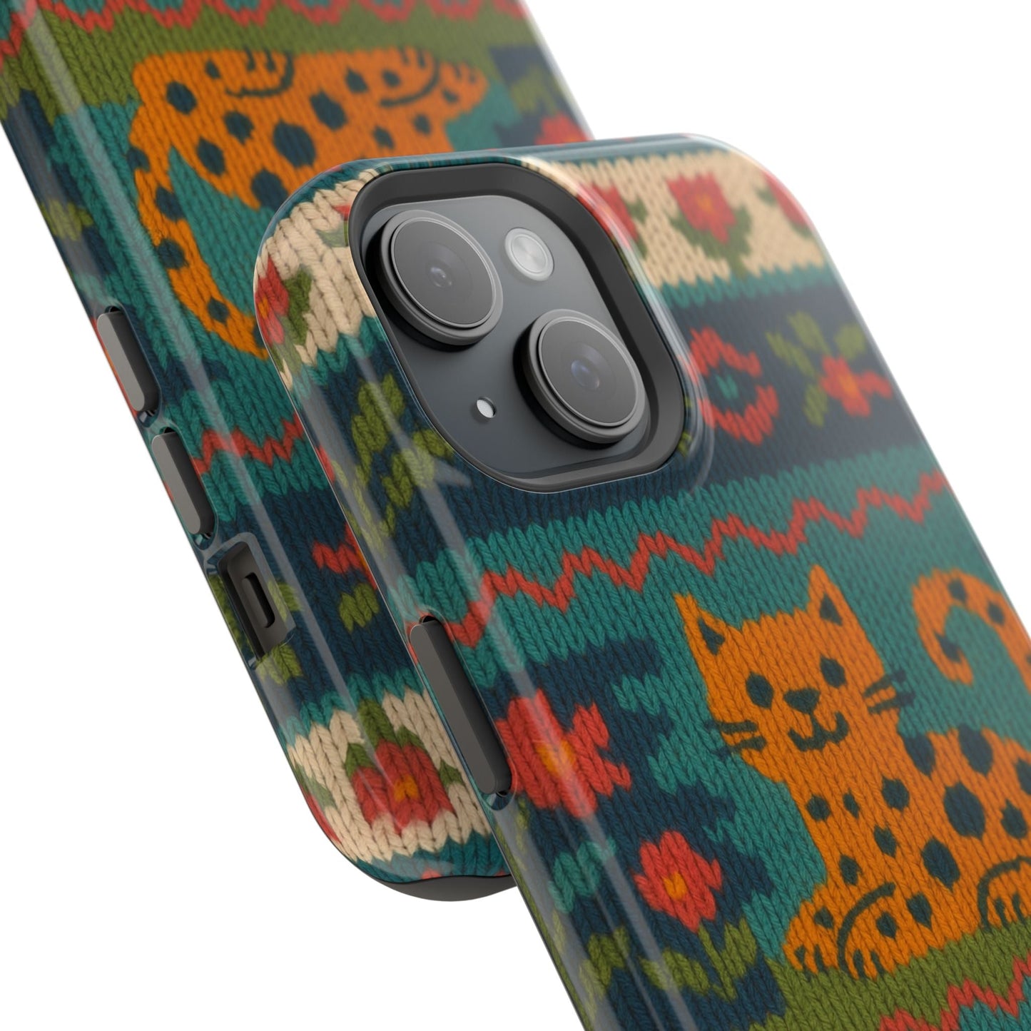 Cozy Knit Leopard Pattern Sweater Holiday Theme iPhone Case with MagSafe compatibility