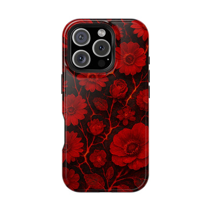 Melted Lava Dark Red Floral iPhone Case — MagSafe Compatible  Shamo's iPhone 16 Pro / Glossy
