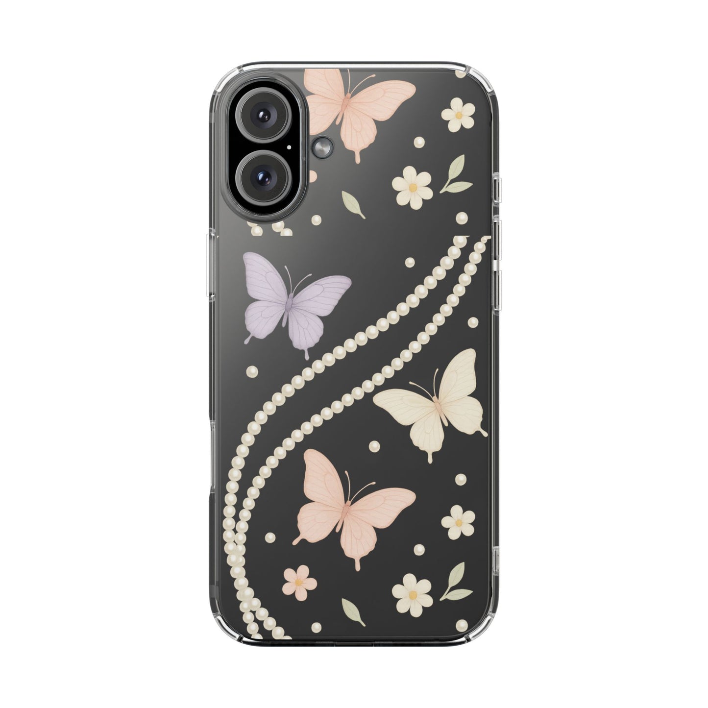 Butterfly Pearl Impact-Resistant Clear iPhone Case - Shamo's