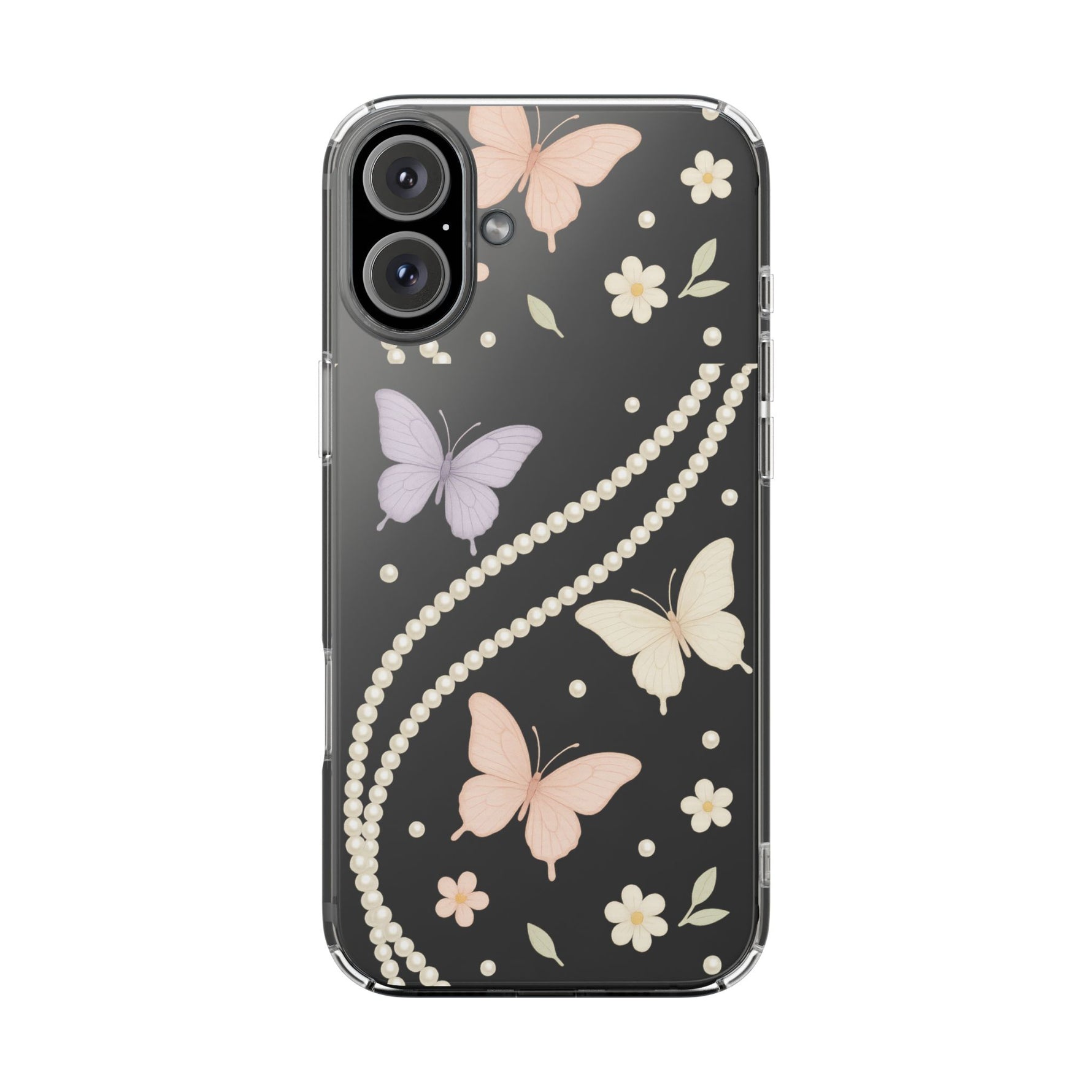 Butterfly Pearl Impact-Resistant Clear iPhone Case - Shamo's