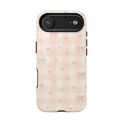 Sweet Pastel Checkered Bows Case for iPhone | MagSafe
