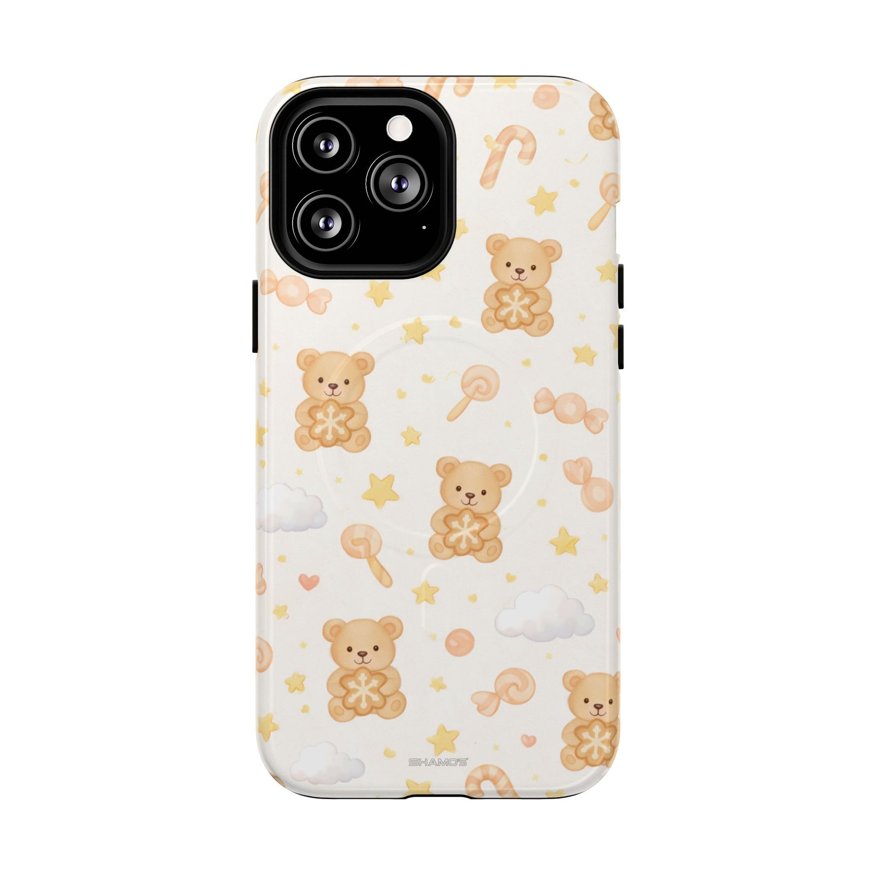 Beige Teddy Bear on Clouds iPhone Case with MagSafe