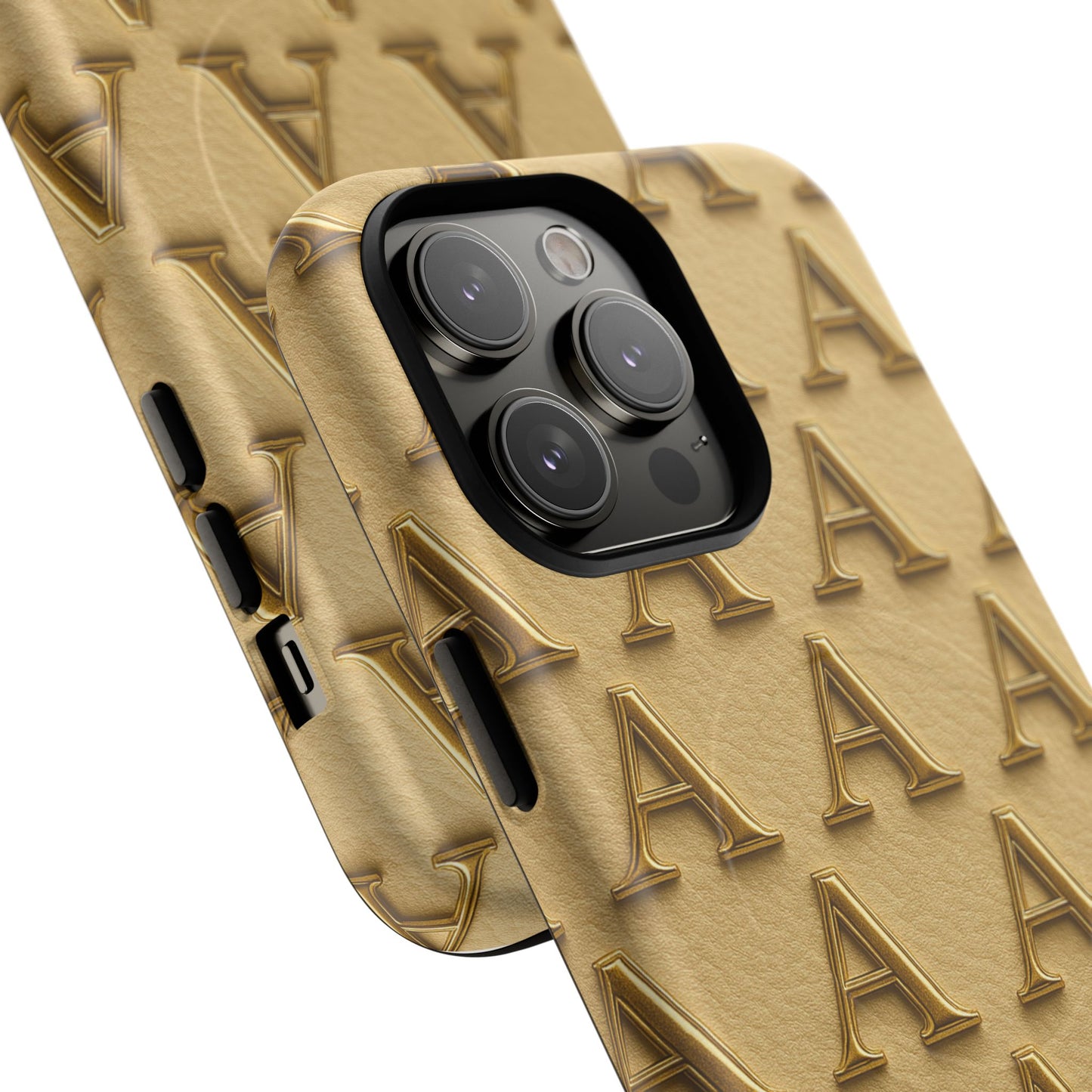Gold Monogram 'A' iPhone Case with MagSafe
