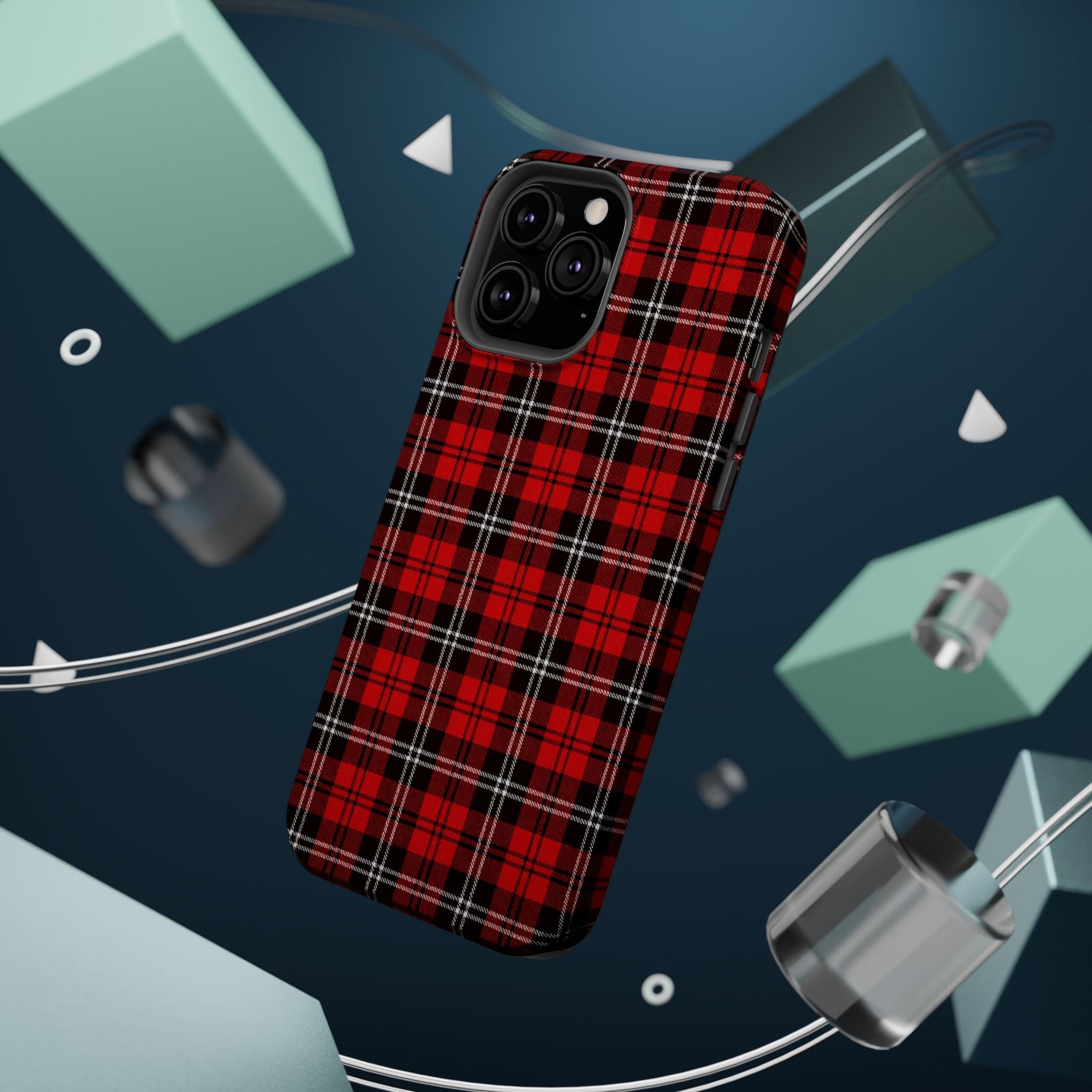 Red Tartan Plaid Impact-Resistant iPhone Case | MagSafe compatibility  Shamo's