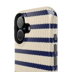 Navy & Cream Ribbed Holiday Sweater Design iPhone Case with MagSafe compatibility