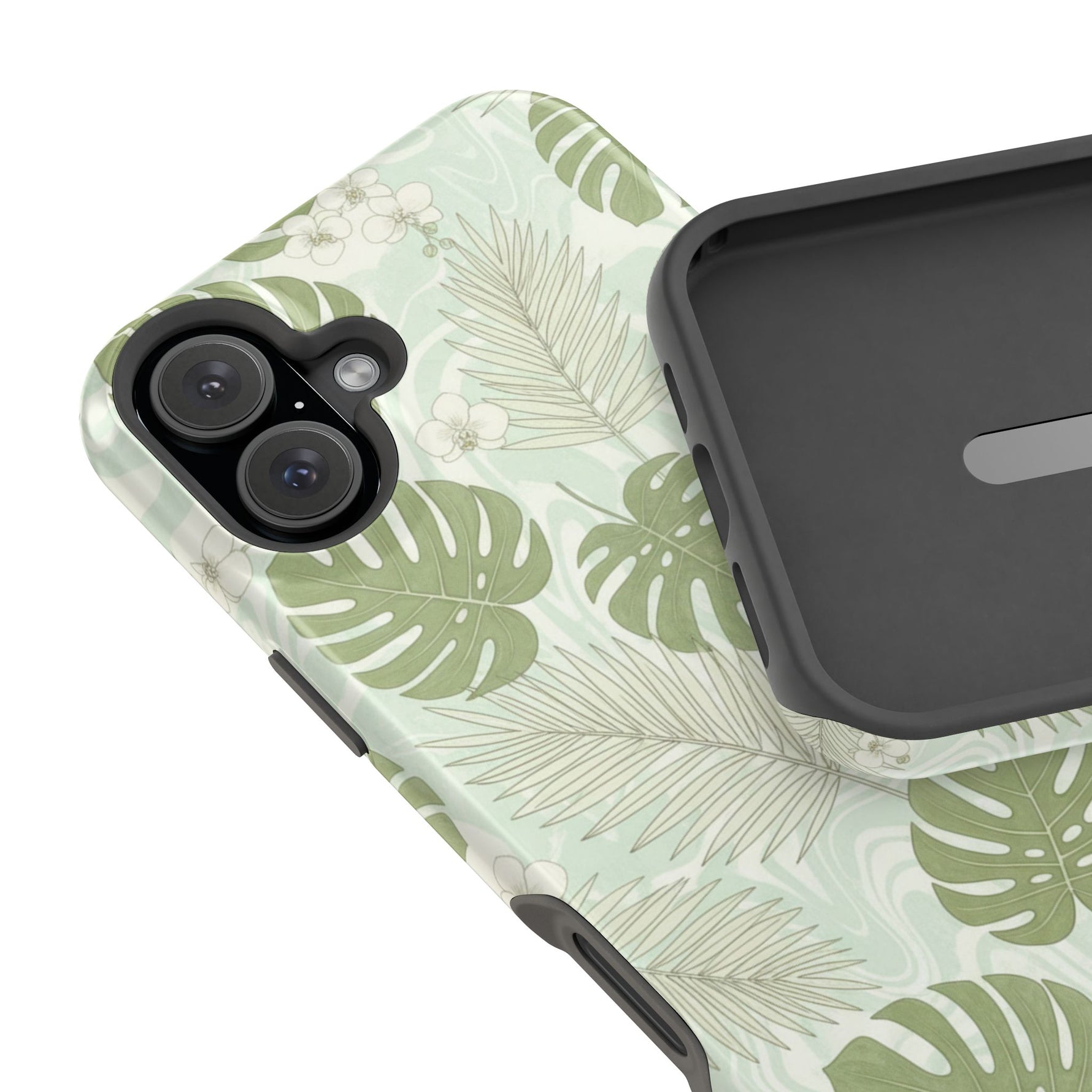 Tropical Monstera Phone Case, Impact-Resistant Magnetic iPhone Cover with MagSafe Compatibility