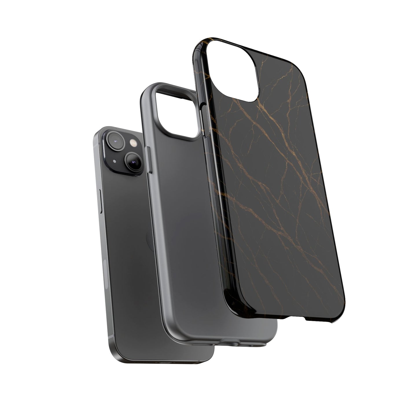 Black Marble Tough iPhone Case