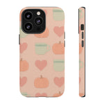Autumn Cozy iPhone Case – Pumpkin, Heart & Coffee Cup Pattern - Shamo's
