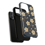 Navy Cherry Blossom Floral iPhone Case - Compatible with MagSafe - Shamo's