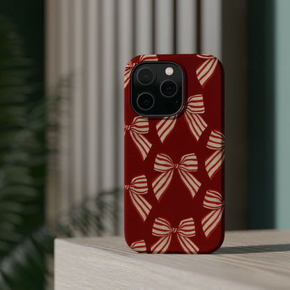 Holiday Red Bow iPhone Case — Impact‑Resistant iPhone Cover with MagSafe compatibility