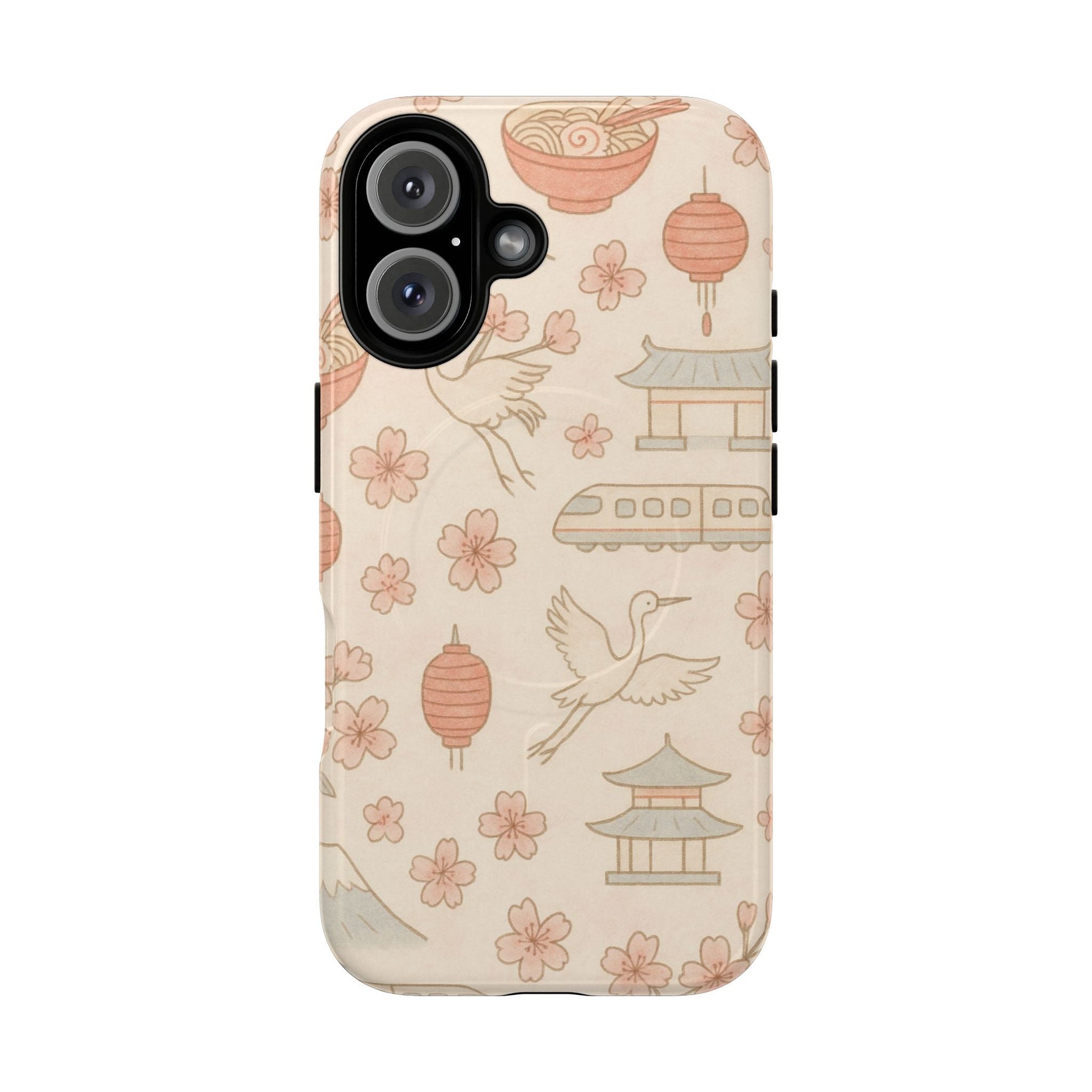 Japan Hand-Drawn Cherry Blossom iPhone Case with MagSafe  Shamo's iPhone 16 / Glossy