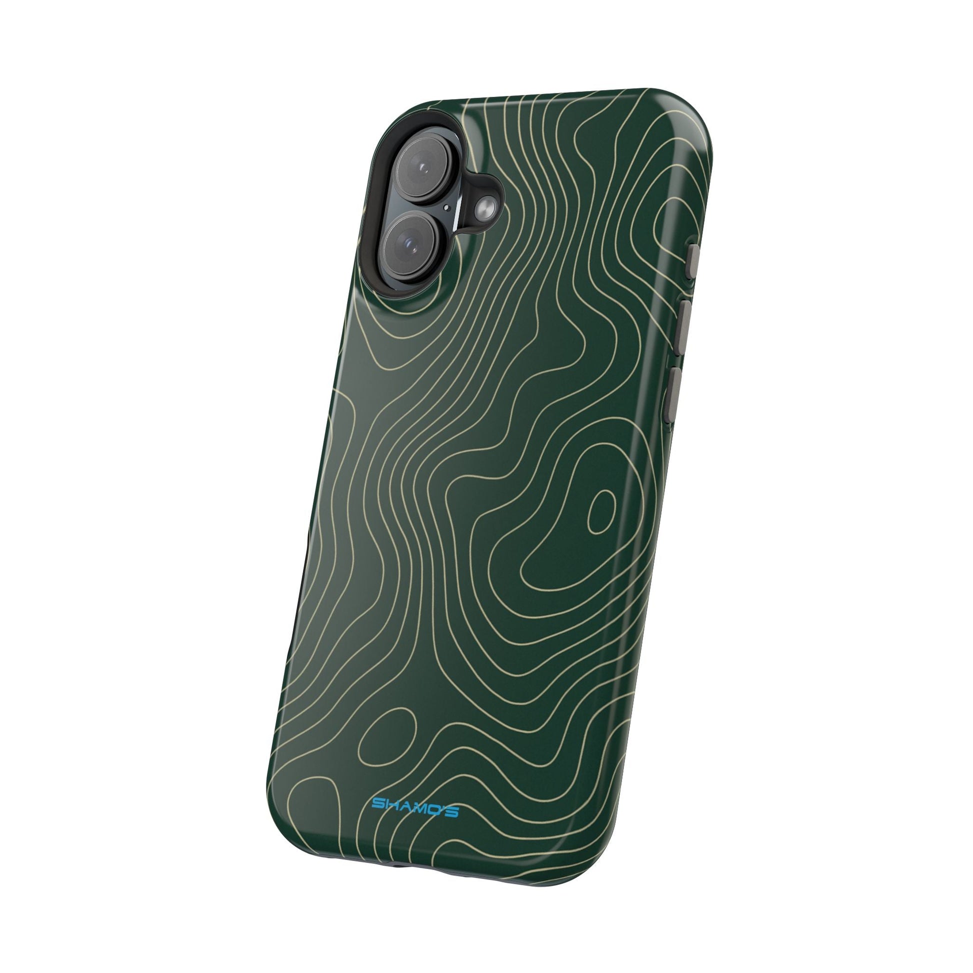 Topographic Green Magnetic Impact-Resistant iPhone Case | MagSafe compatible  Shamo's
