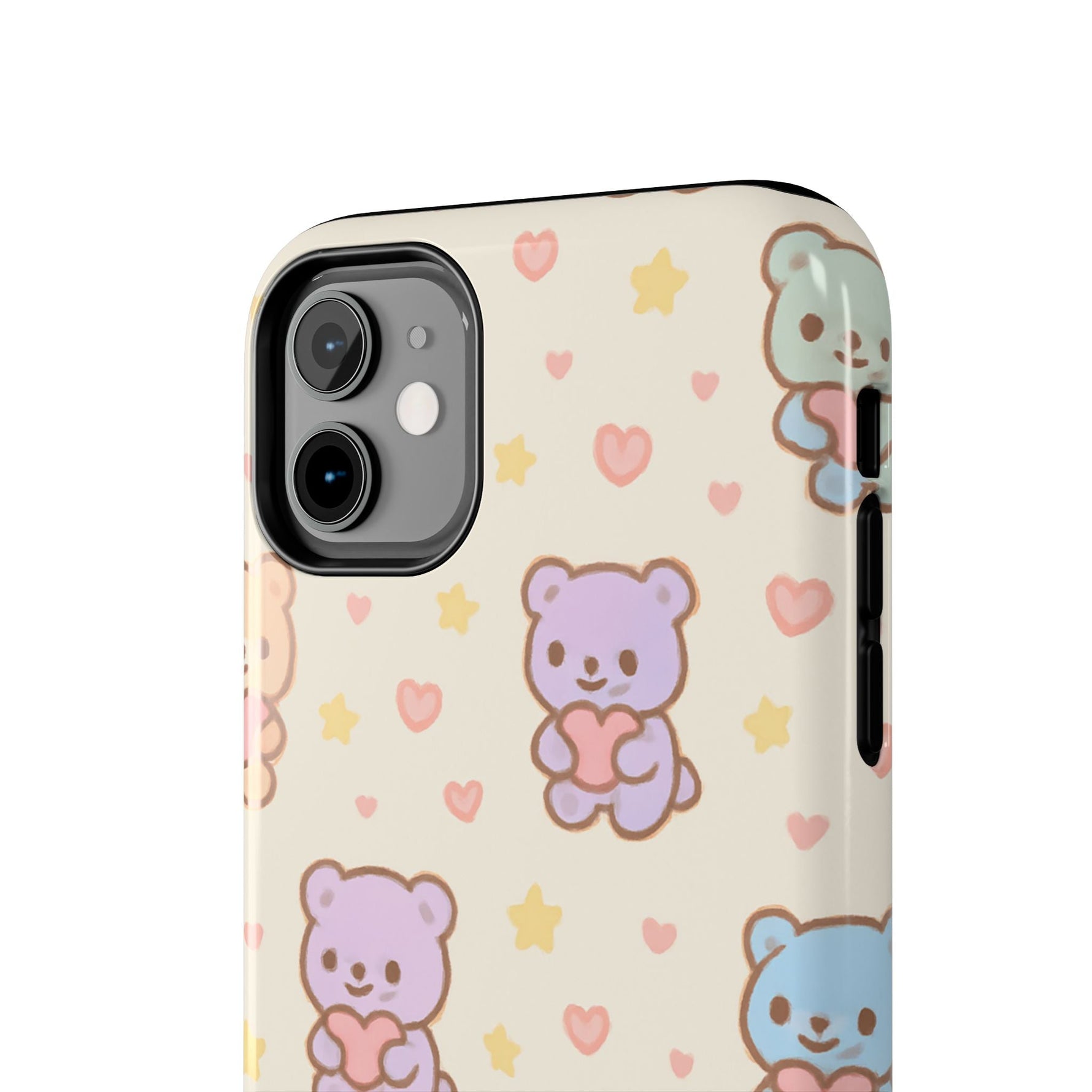 Cute Pastel Bear Impact Phone Case | Heart & Star Kawaii Pattern  Shamo's