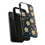 Navy Cherry Blossom Floral iPhone Case - Compatible with MagSafe - Shamo's