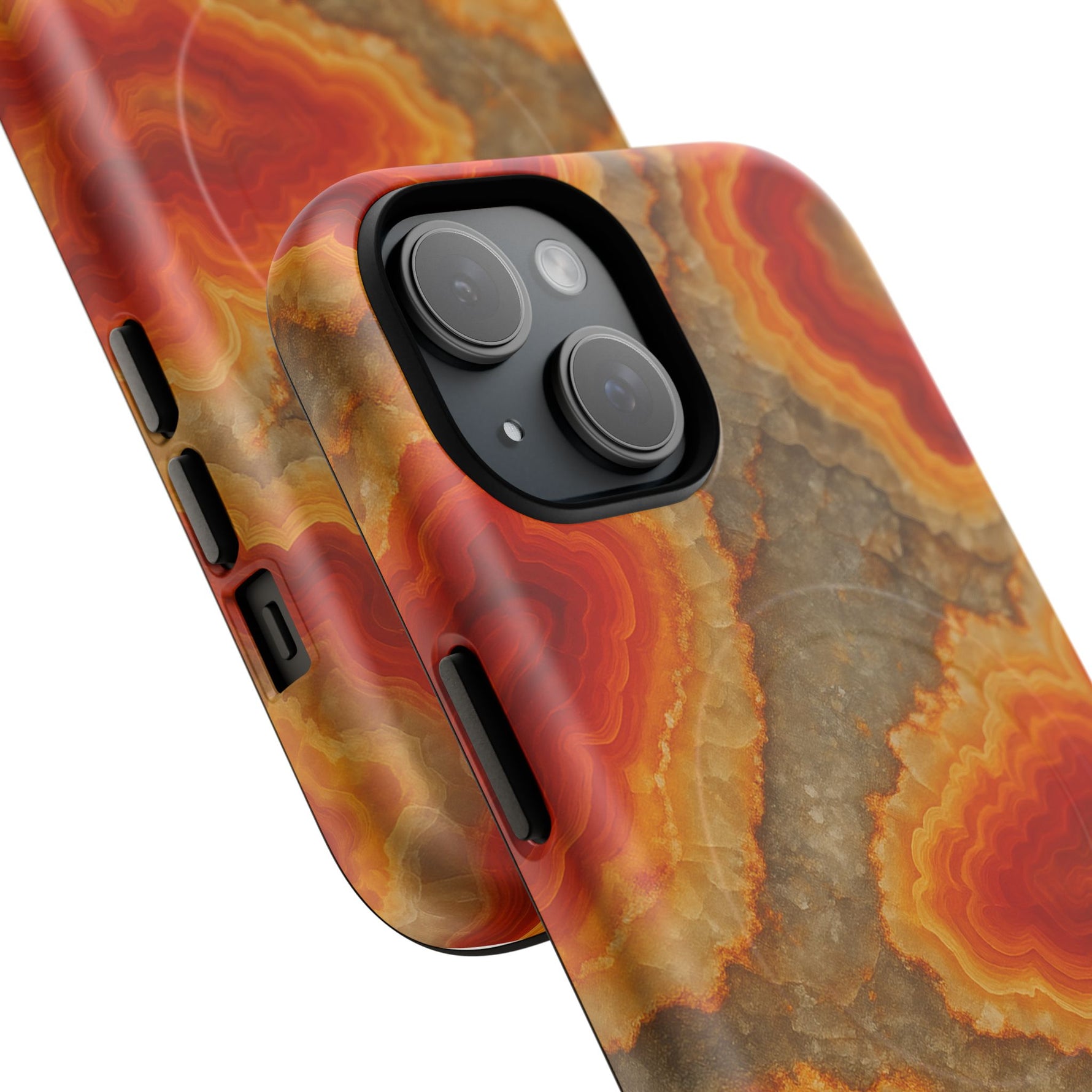 Agate Glow Marble iPhone Case Orange Geode Stone Design with MagSafe - Shamo's