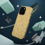 Honey Paisley MagSafe Phone Case, glossy square triple-camera Pro model, rear view with magnetic accessories